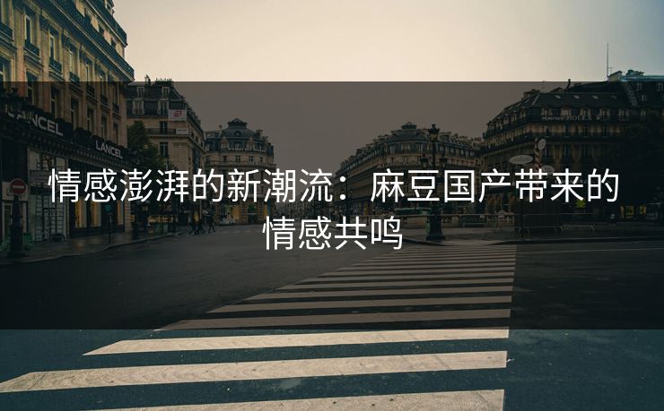情感澎湃的新潮流:麻豆国产带来的情感共鸣 第1张 情感澎湃的新潮流:麻豆国产带来的情感共鸣 第1张