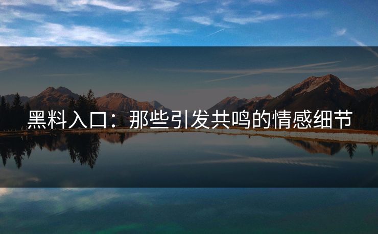 黑料入口:那些引发共鸣的情感细节 第1张 黑料入口:那些引发共鸣的情感细节 第1张